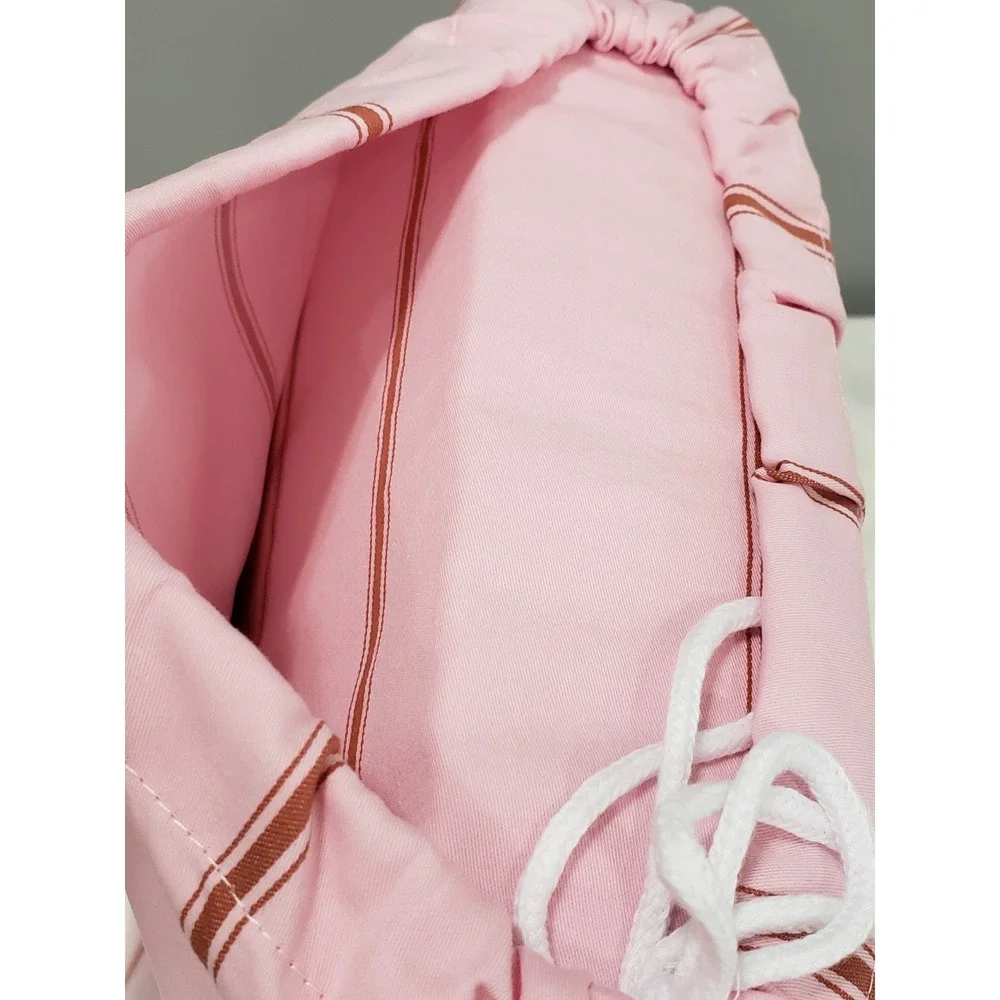 NEW Hommey 100% Organic Cotton ROSE Striped King Size Fitted Sheet